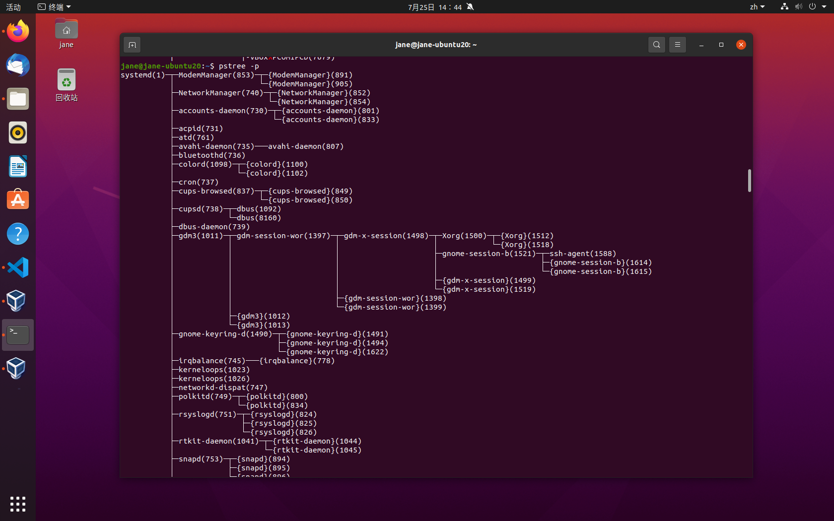 ubuntu xorg pstree